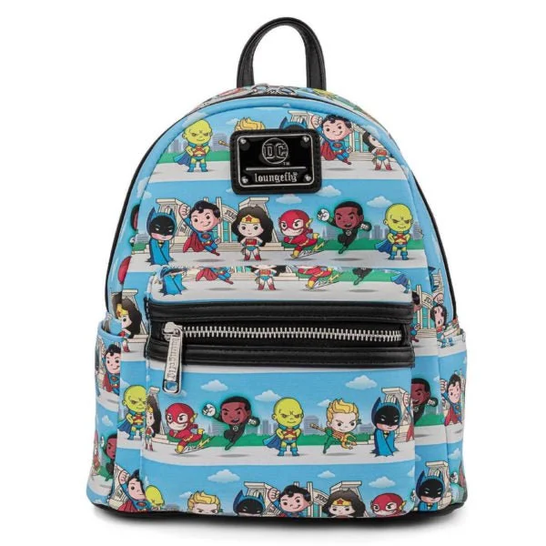 Loungefly x DC Superheroes Chibi Line Up Mini Backpack