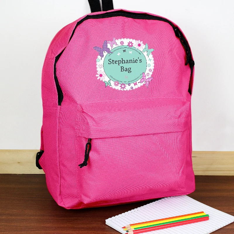 Personalised Butterfly Pink Backpack