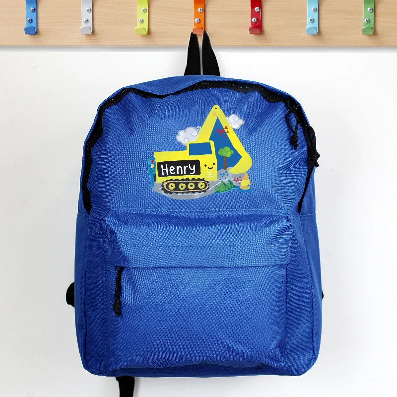 Personalised Digger Blue Backpack