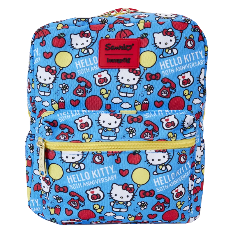 Loungefly Sanrio Hello Kitty 50th Anniversary All-Over Print Nylon Square Mini Backpack