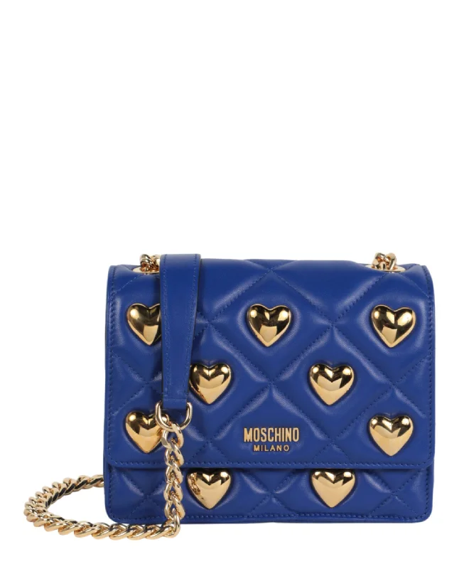 Moschino Heart Studs Quilted Crossbody Bag