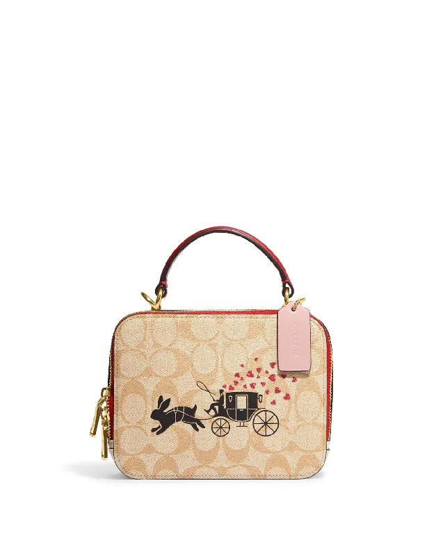 Coach Women's Lunar New Year Box Crossbody In Signature Canvas With Rabbit And Carriage