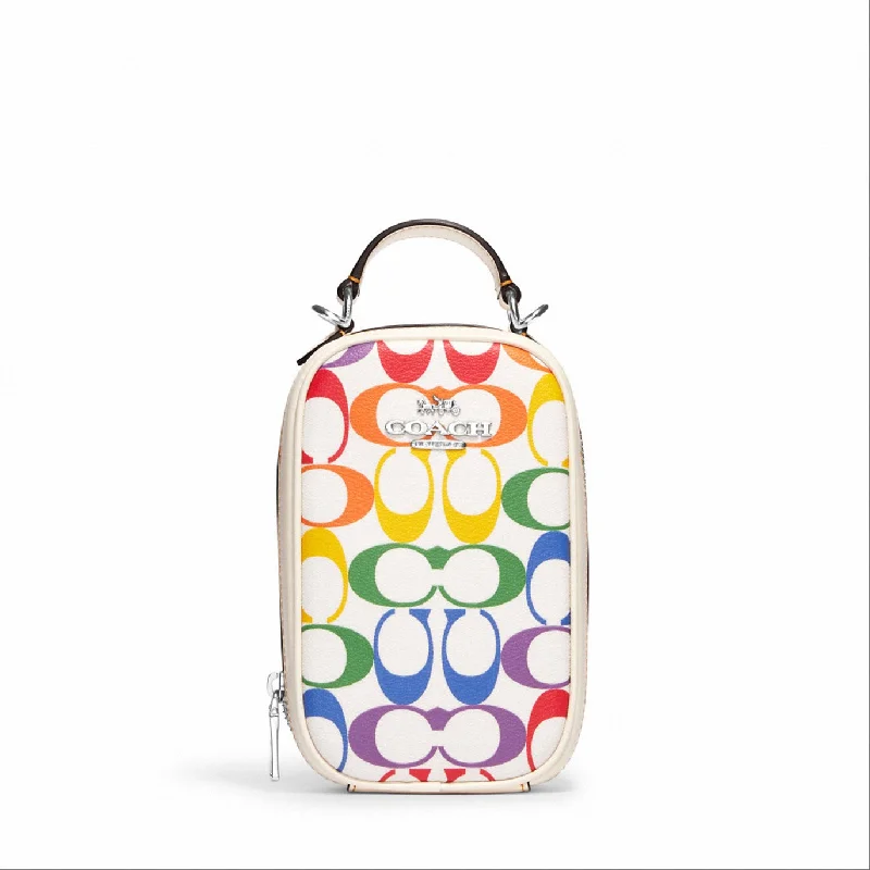 Coach Eva Phone Crossbody In Rainbow Signature Canvas