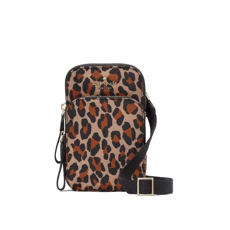 Kate Spade Women's Chelsea Leopard North South Dual Zip Phone Crossbody