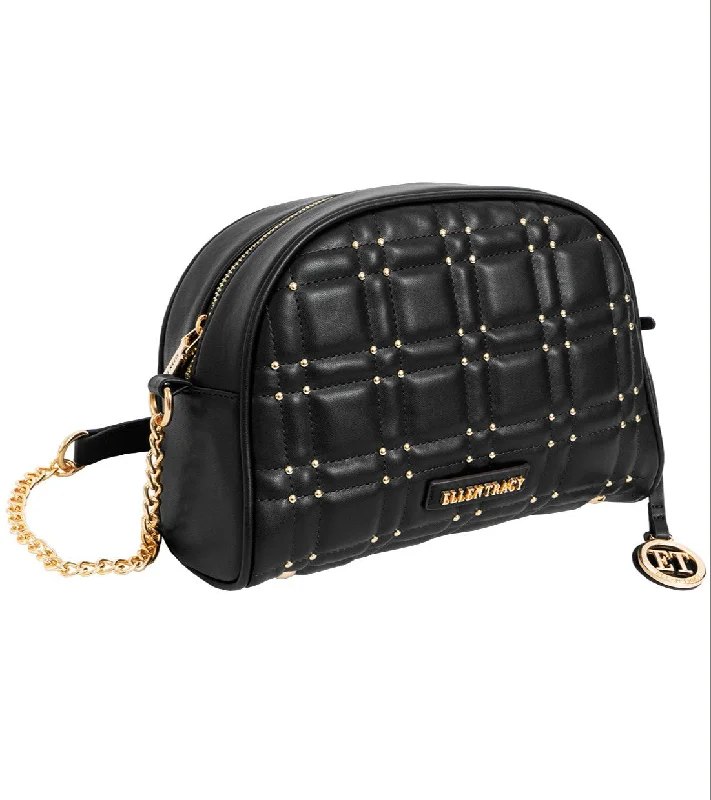 Ellen Tracy Studded Smooth Squared Quilted Crossbody Bag ETH2184-001-BK