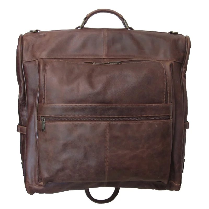 Amerileather Terrazzo Brown Three-suit Leather Garment Bag