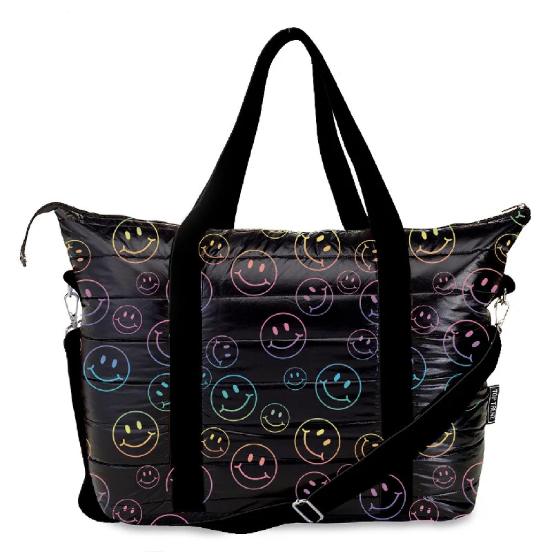 Black Puffer Outline Happy Tote Bag