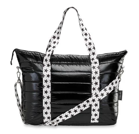 Black Puffer Tote Showtime Straps