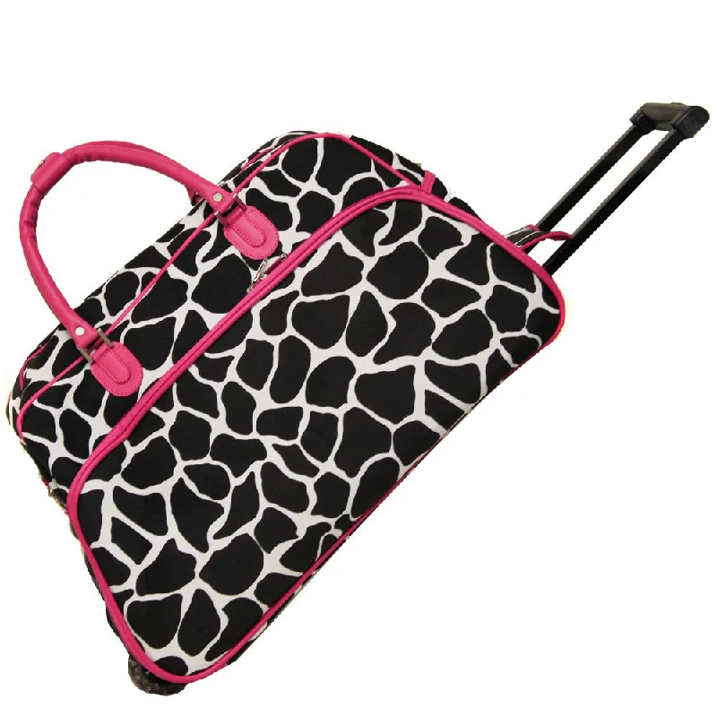 CalBags 21" Rolling Carry-On Duffel Bag - Fuchsia Trim Giraffe