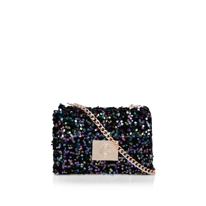 Carvela Brooklyn Mini Sequin crossbody bag-Navy