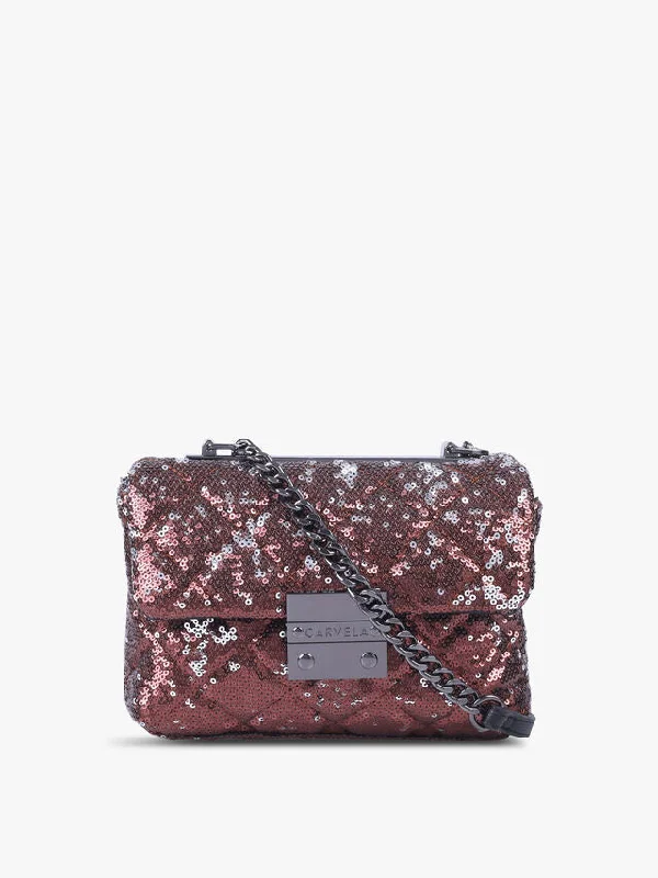 Carvela Mini soft Bailey sequin Crossbody bag-Bronze