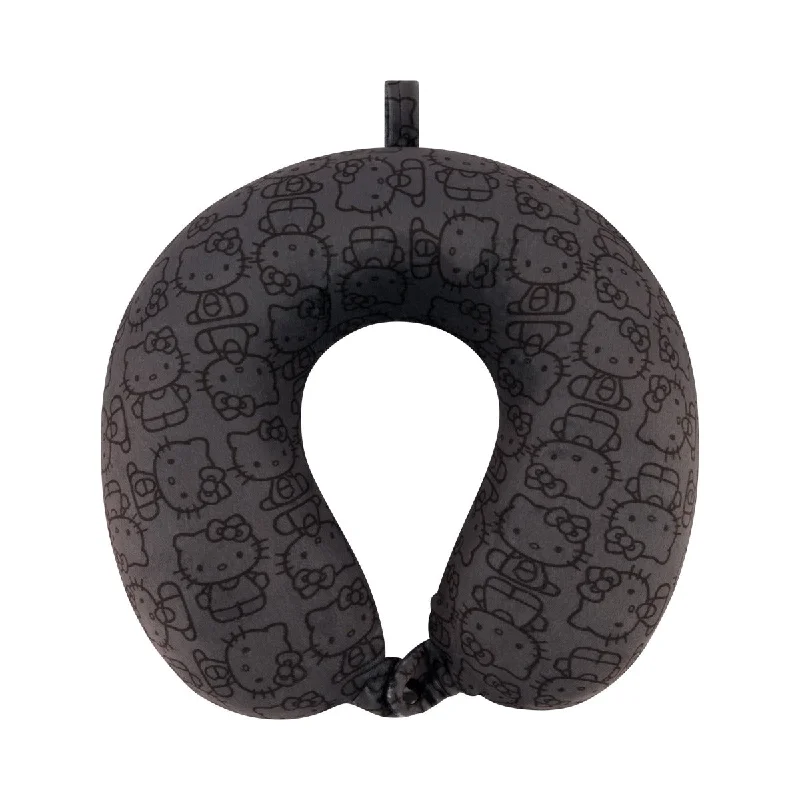 Hello Kitty All Over Icon Memory Foam Travel Neck Pillow, Black