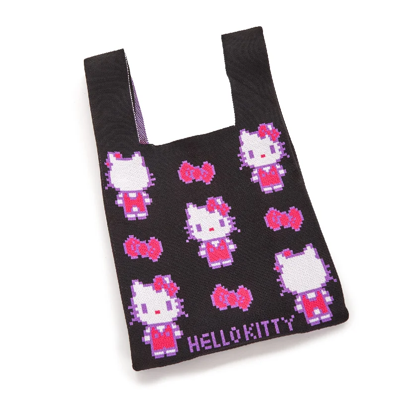 Hello Kitty Black Knit Shopper Bag (Retro Pixel Series)