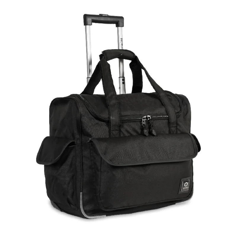 J World Donna Black Rolling Duffel Carry On Tote Bag