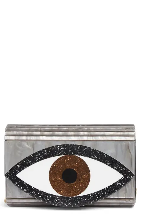 Kurt Geiger Evil Eye Envelope Crossbody Clutch Bag-Silver