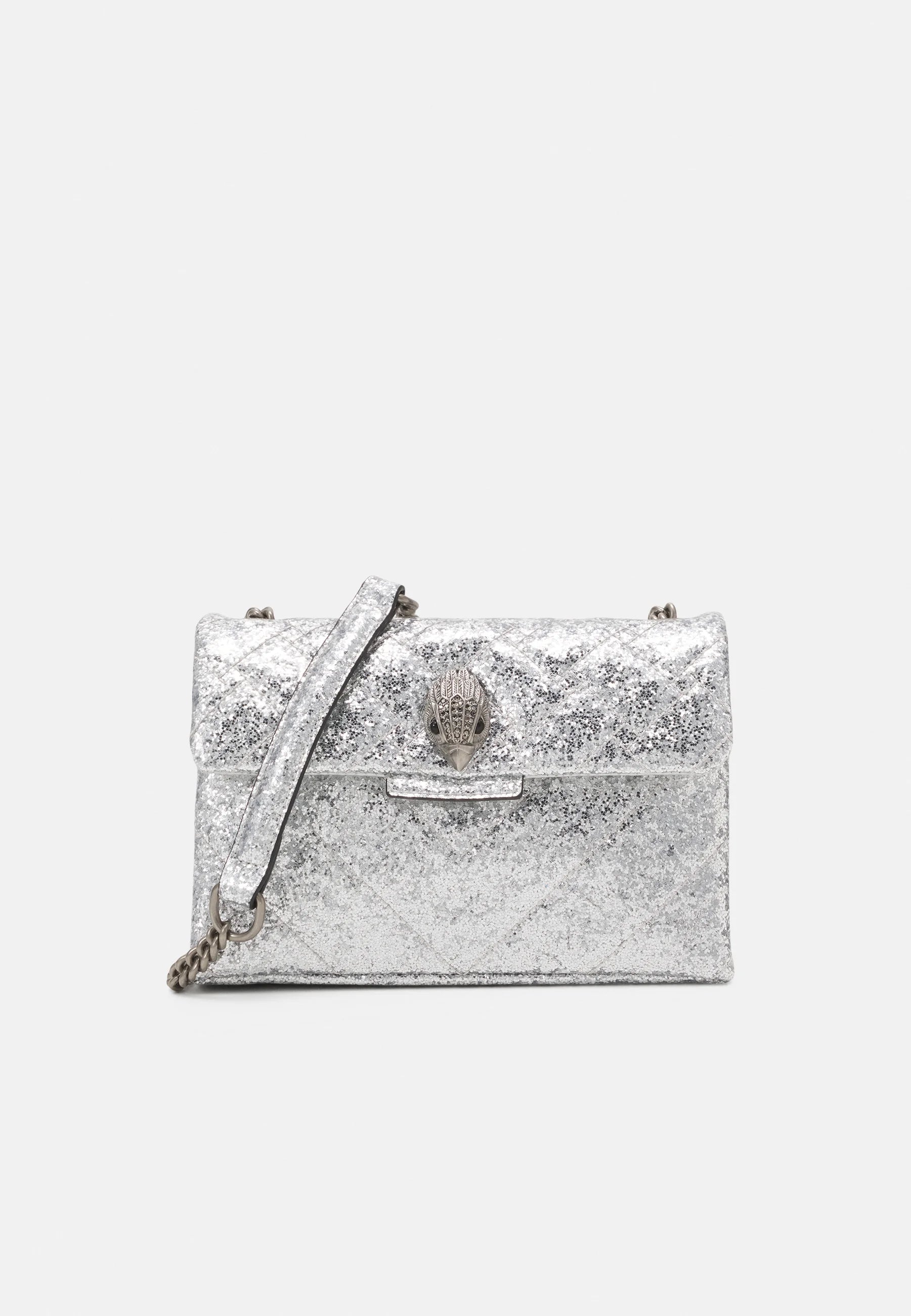 Kurt Geiger Medium Glitter Kensington crossbody bag-Silver