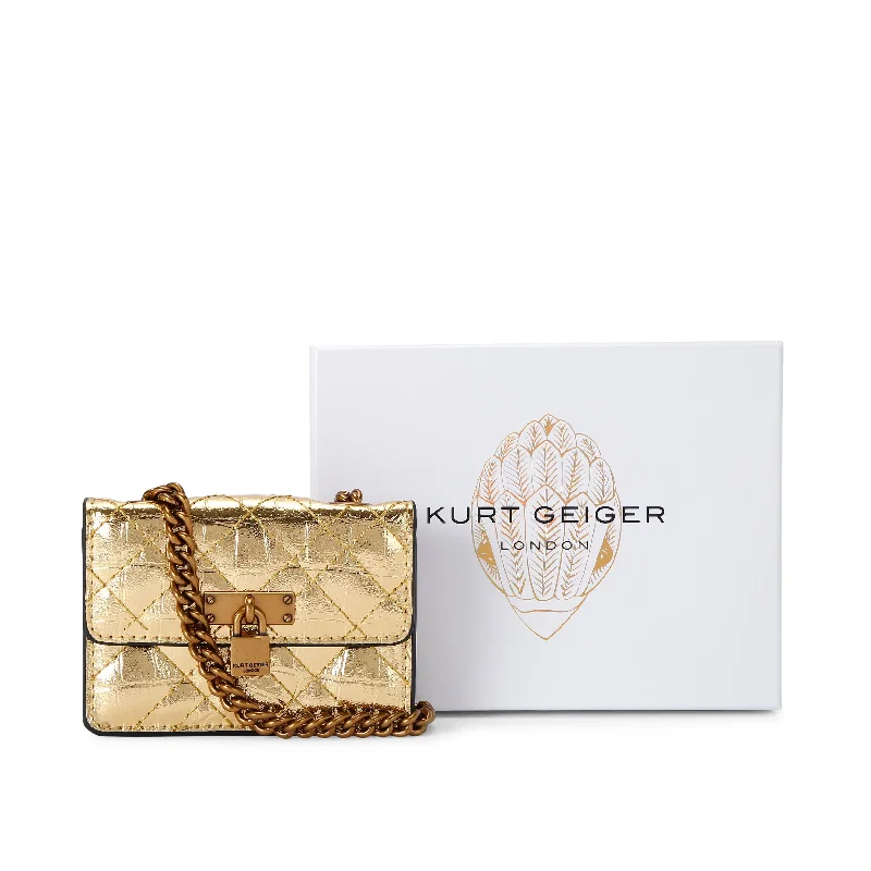 Kurt Geiger Micro Brixton lock crossbody bag-Gold