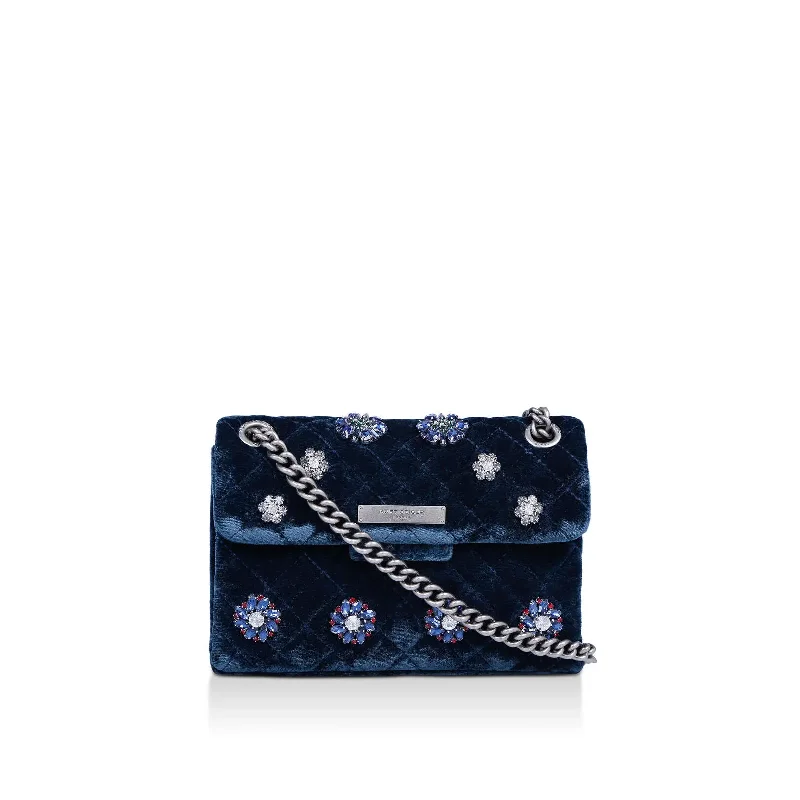 Kurt Geiger Mini Brixton Velvet Crossbody Bag-Navy