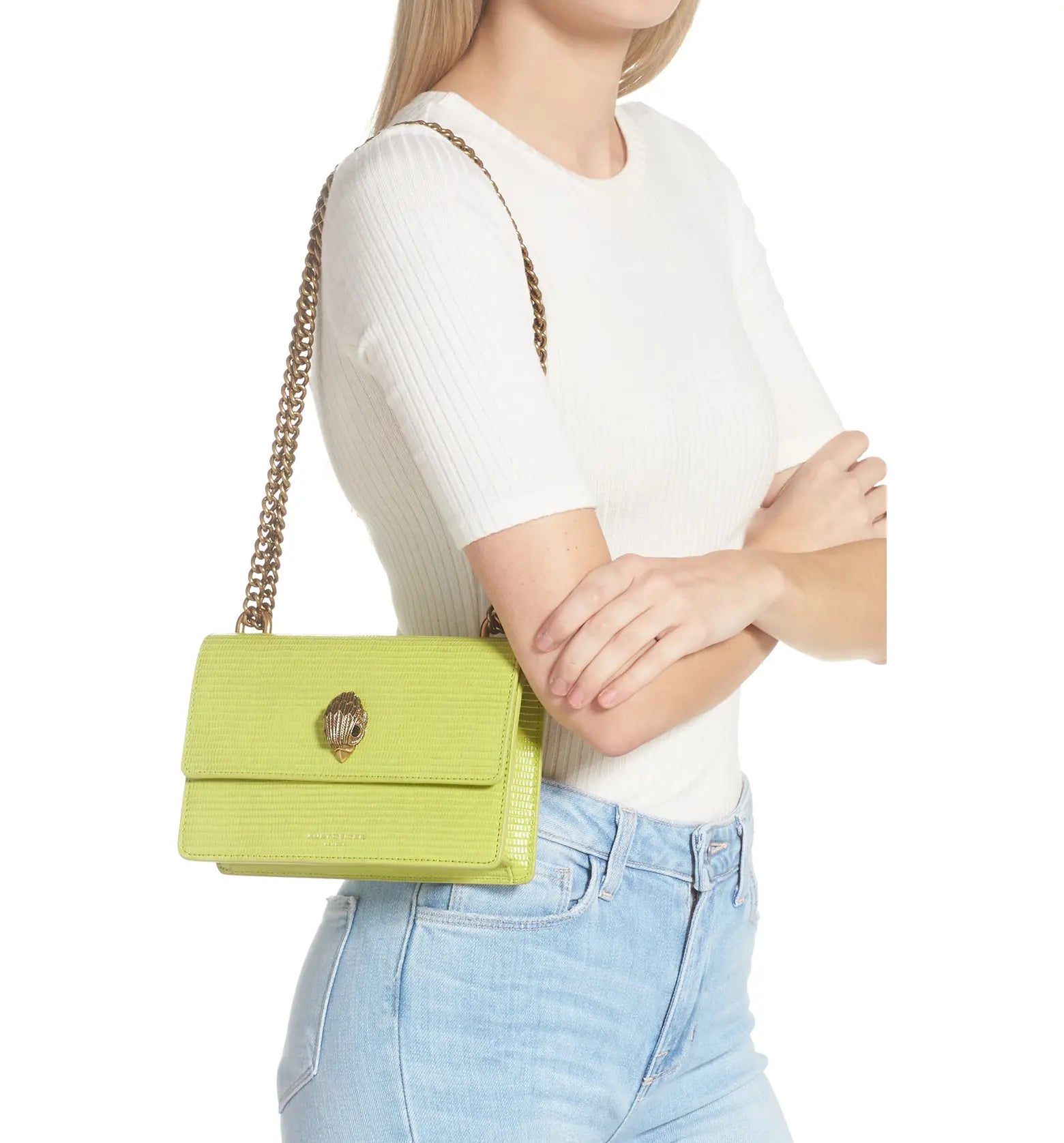 Kurt Geiger Mini Shoreditch Crossbody bag-Lime