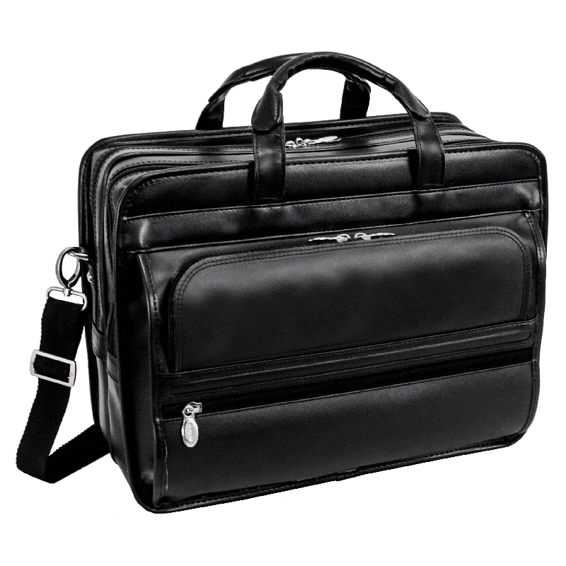 McKlein ELSTON 15" Leather Fly-Through Checkpoint-Friendly Double Compartment Laptop Briefcase