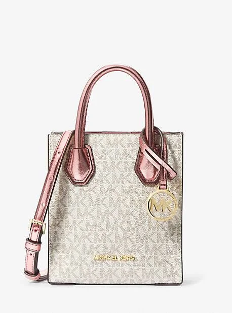 Micheal Kors Mercer Mini Signature Logo Crossbody Bag-Pink