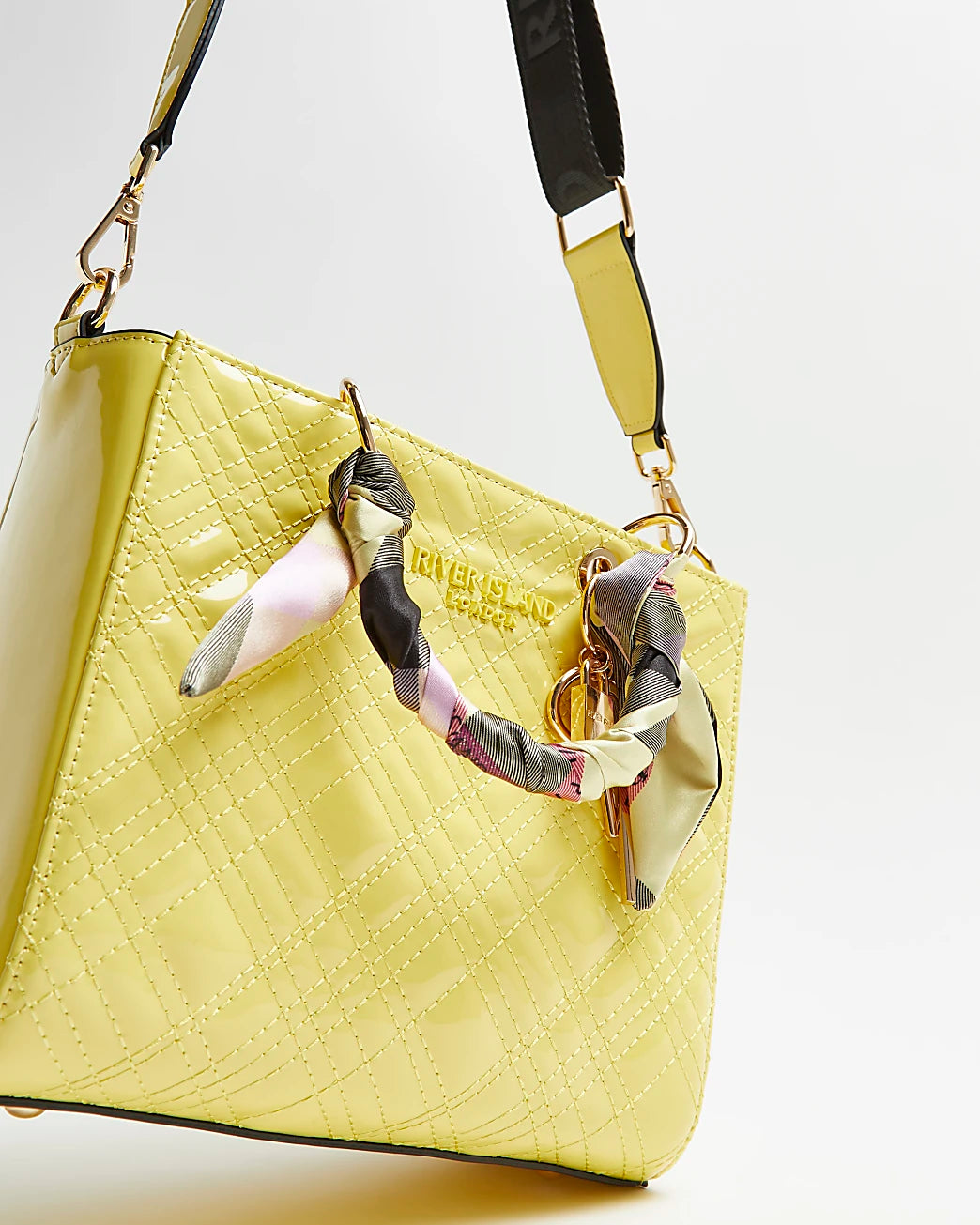 River Island Patent Quilted Tote bag -Yellow