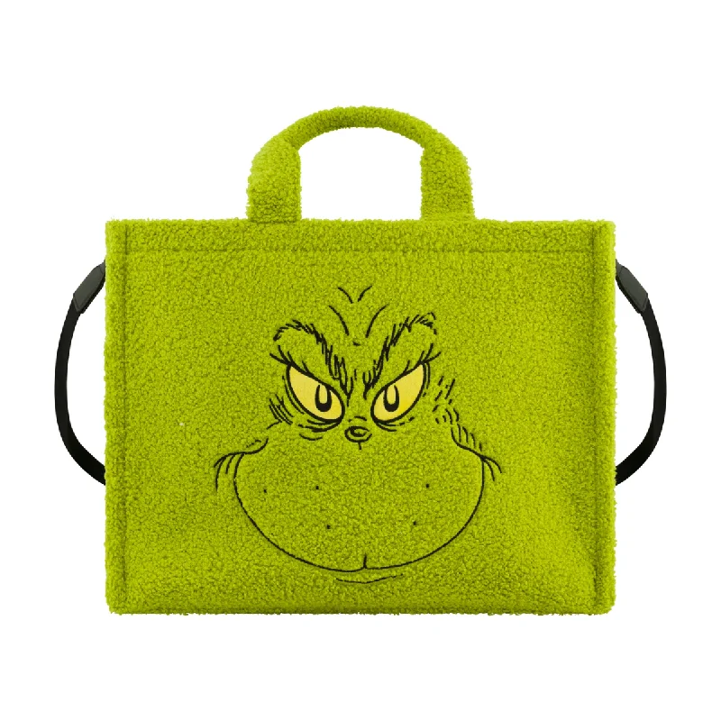 Grinch Big Face Sherpa Travel Tote with Trolly Strap