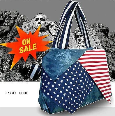 US Flag Tote Bag with Removable Shoulder Strap