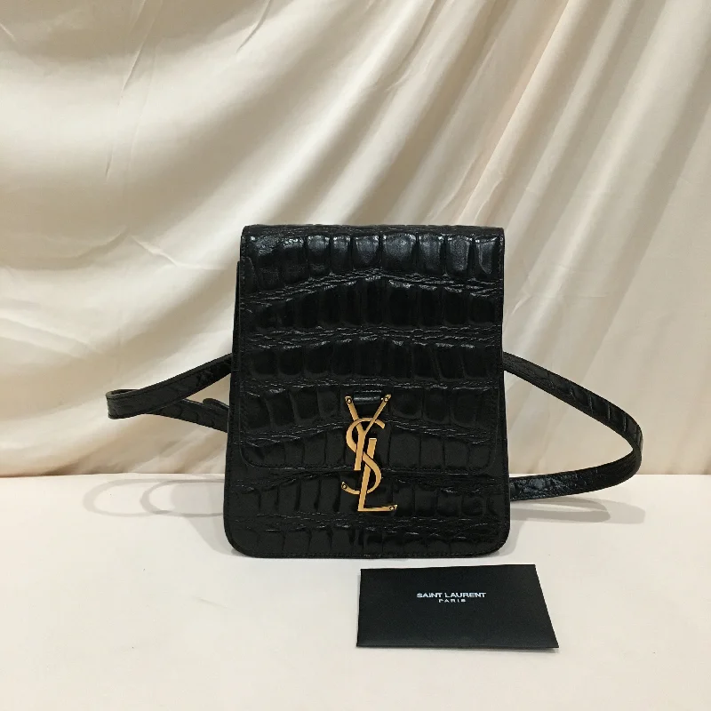 Pre-Owned Yves Saint Laurent Black Crocodile North South Kaia Crossbody Bag Sku# 78881